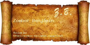 Zombor Benjámin névjegykártya