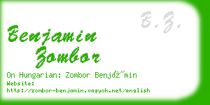 benjamin zombor business card